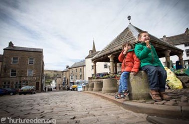 Children eating ice creams in Alston, photo by Tony West, courtesy of the Cumbria Photo Library