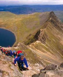 Walkers on Striding Edge, Helvellyn