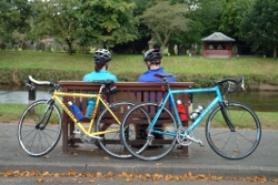 Cyclists at the River Eden, Appleby