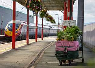 Train arriving at Penrith Station photo by John Burrows Photography