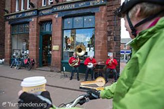 Cyclists in Penrith, photo by Tony West courtesy of the Cumbria Photo Library