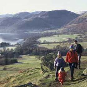 Family walking at Ullswater photo by Val Corbett