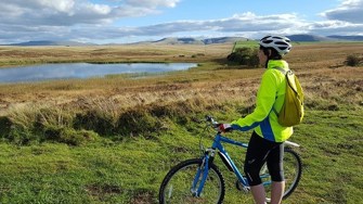 Cyclist at Sunbiggin Tarn