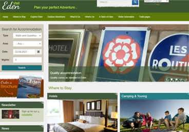 Visit Eden website 'Where to stay' section
