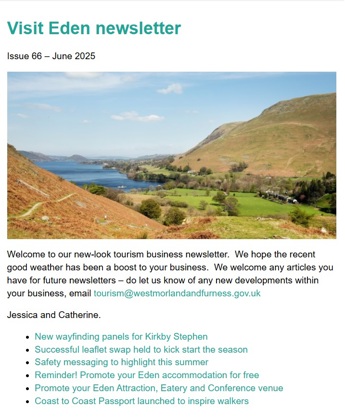 Visit Eden business newsletter