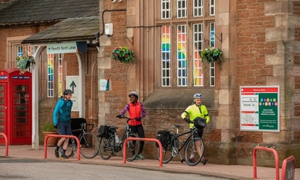 Cyclists at Penrith Station photo courtesy of the Cumbria Photo Library