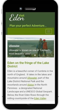 Mobile phone showing Visit Eden website